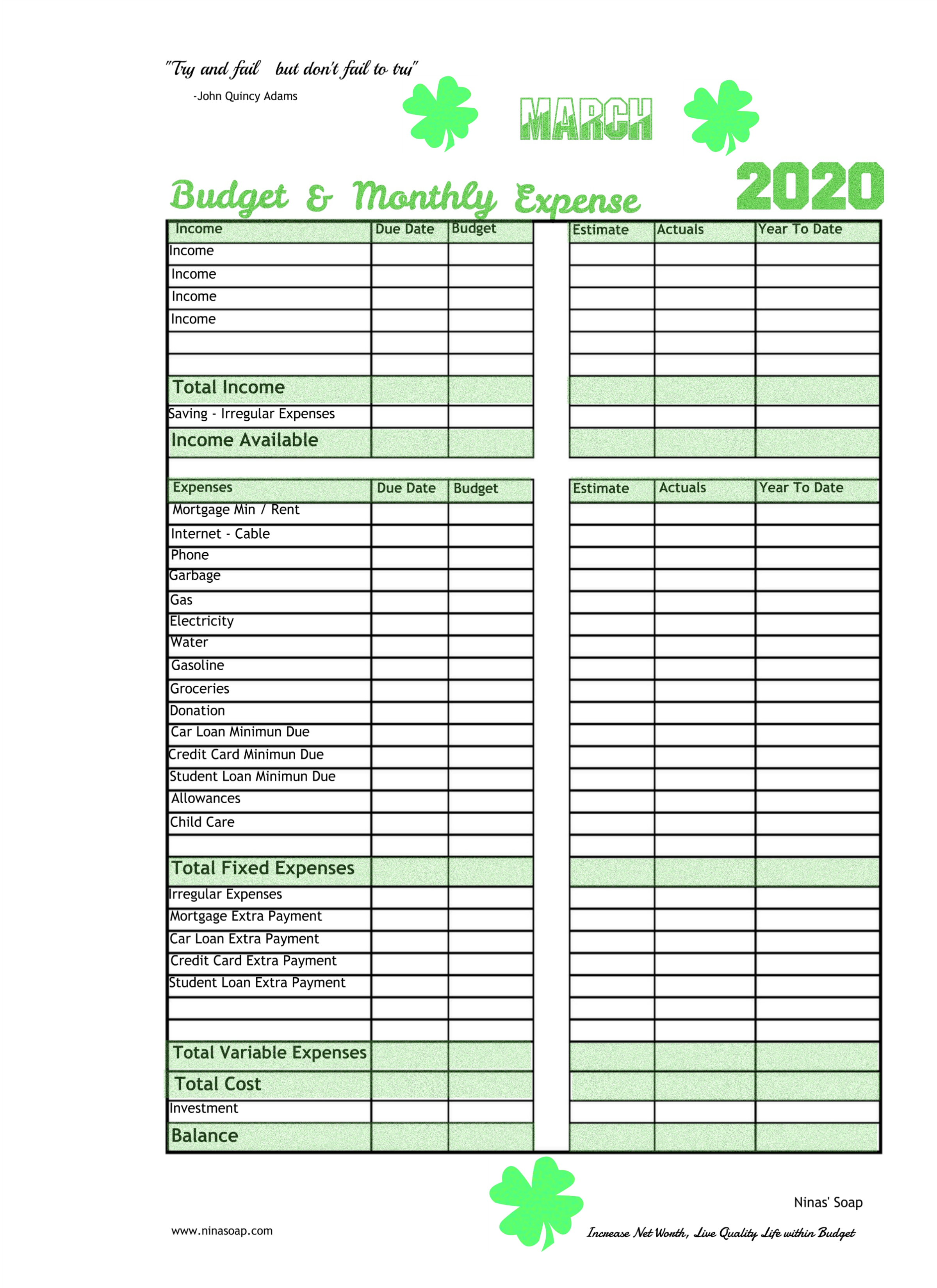 Budget And March Expense Tracker5 Nina s Soap
